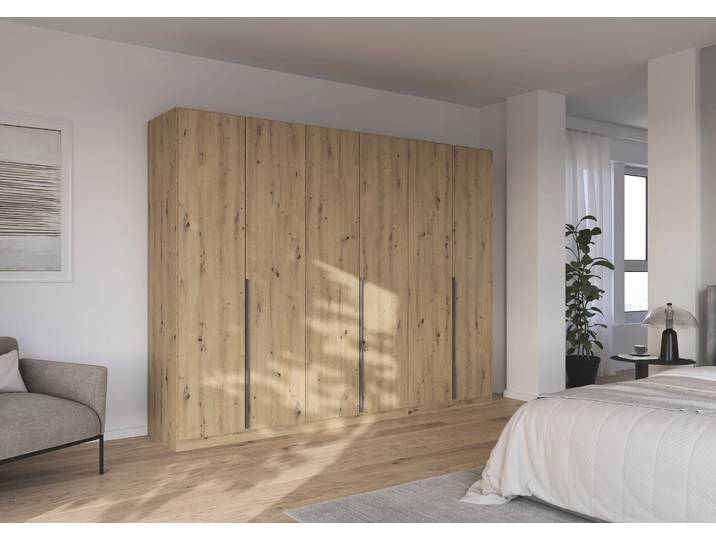Drehtürenschrank, Holzwerkstoff, Eiche Artisan, 271×229×54 cm, Durchdachte Innenausstattung, Klassisch, Rauch