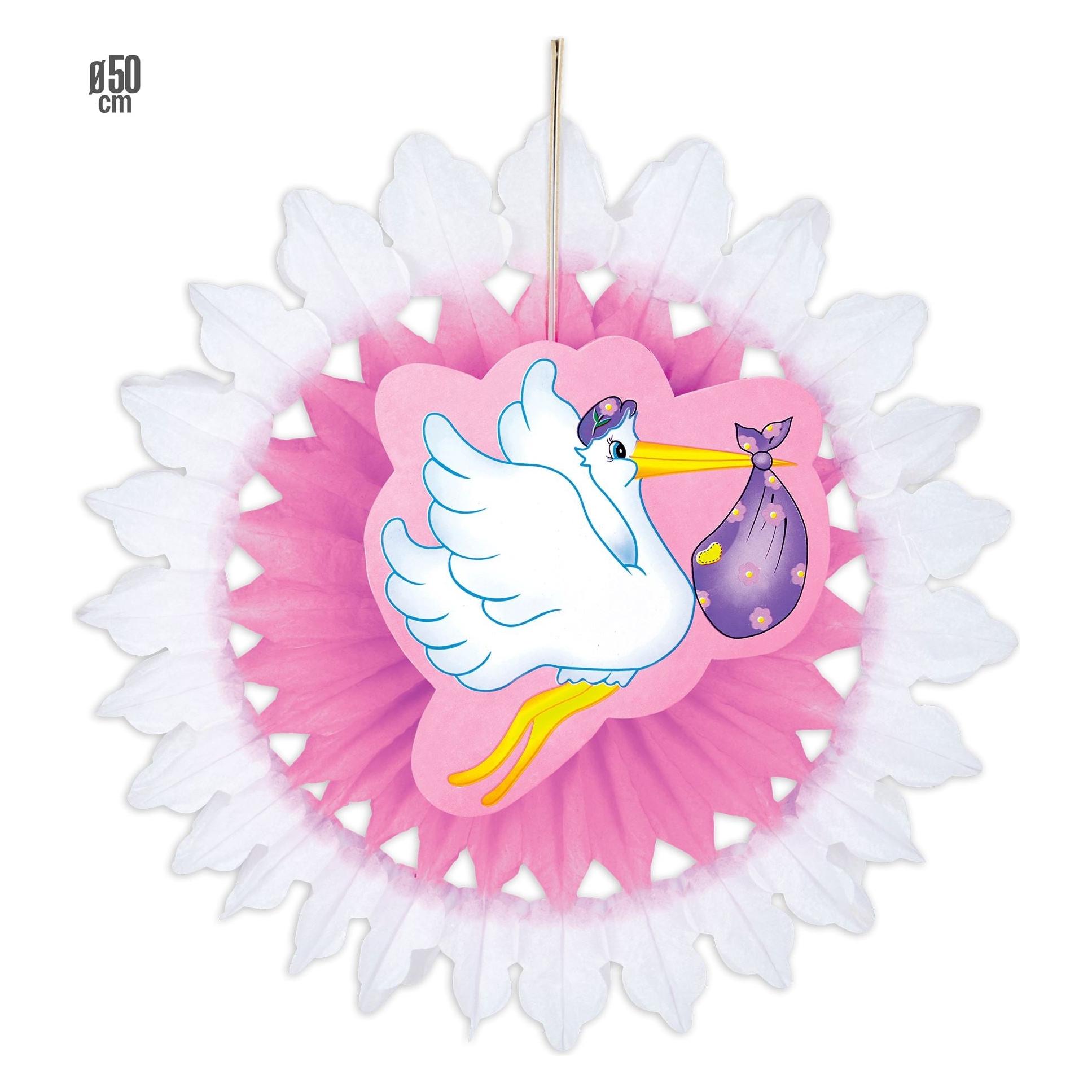 Folat Fächer Storch Rosa (1 Stk.) (95787)