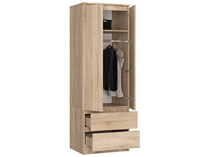 BDW Kleiderschrank mit 2 Türen, 2-türiger Kleiderschrank, 2 Schubladen - Aufbewahrungsschrank - Moderner Schrank für Schlafzimmer, Wohnzimmer, Flur, Kinderzimmer - 180x60x51cm - Eiche Sonoma