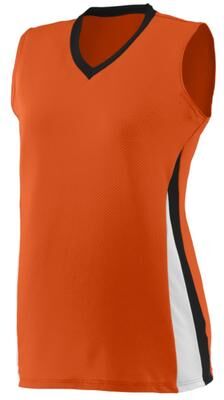 Augusta Sportswear 1355 Athletic Women's Tornado Jersey T-Shirt in Orange/Black/White size Large   Polyester
