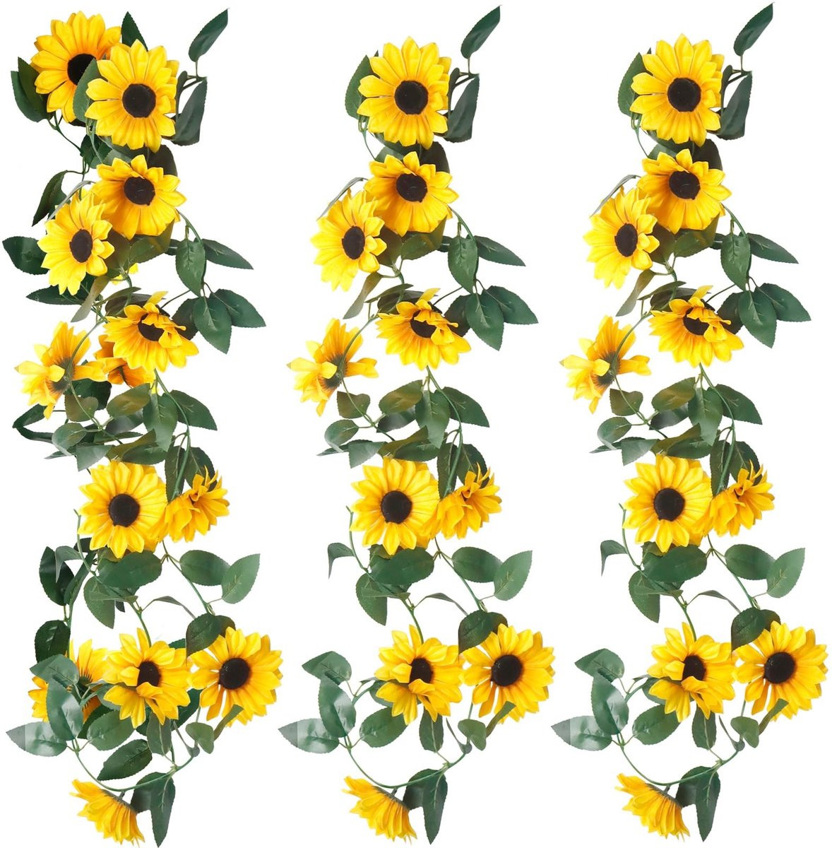 Dailygoods Kunstbloemenranken - Zijden Zonnebloemslinger - 3 Stuks