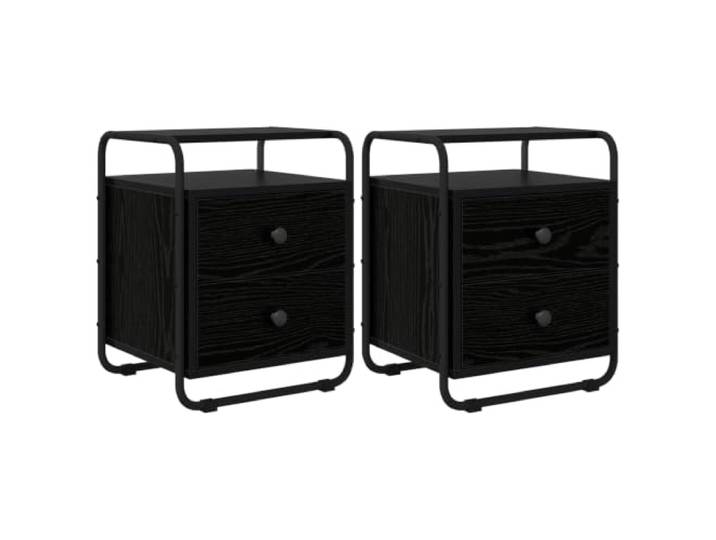HGDFWRQW Nachttisch 2er Set mit 2 Schubladen und Ablage, 40x36,5x50cm Zweierpack Nachtschränke fürs Schlafzimmer mit offenem Fach, Stahlgestell und Fußschonern zum Schutz vor Kratzern.