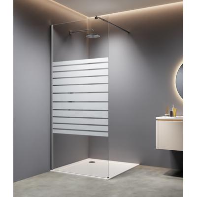 Walk-in-Dusche WELLTIME "Tropea Banda", transparent (silberfarben), B:90cm H:195cm, Duschwände, 8mm Starke Scheibe mit Streifendekor