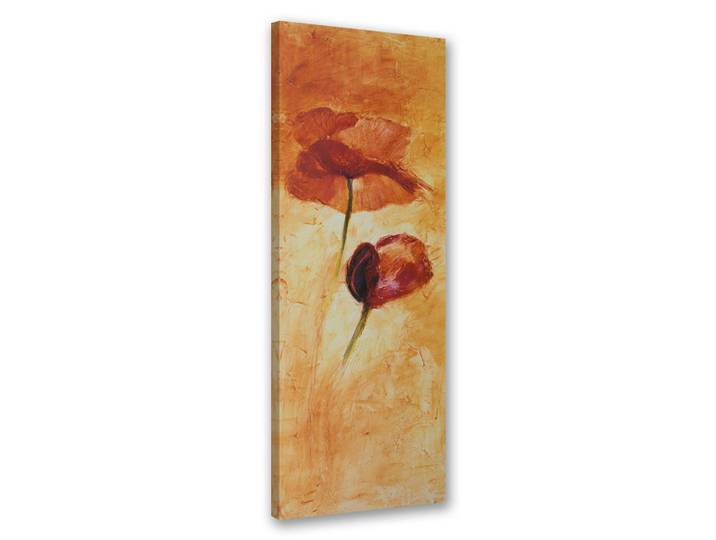 Feeby Wandbild zwei gemalte mohnblumen, Orange, Floral, Rechteckig, 30x90 cm, Bilder & Rahmen, Bilder, Leinwandbilder