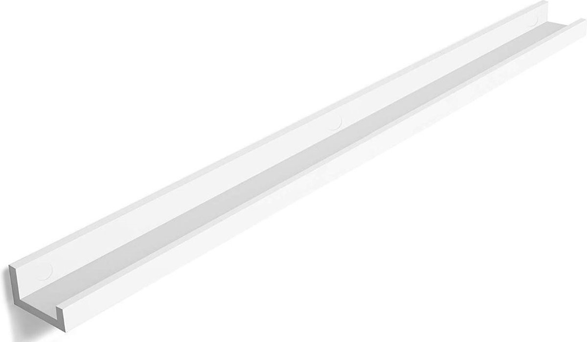 MAZAZU Zwevende Witte Houten Wandplank - Rechte Muurplank voor Woonkamer, Slaapkamer of Thuiswerkplek