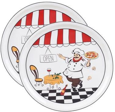 "Lorren Home Trends 2 Piece Round 12"" Pizza-Serving Platters, Chef Design"
