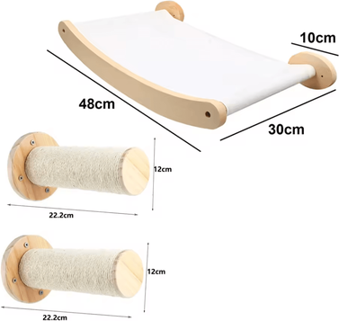 Uplift Curations Wall Mounted Cat Climbing Shelves Wooden Cat Tree With Scratcher Rope Ladder And Sleeping Platform set a
