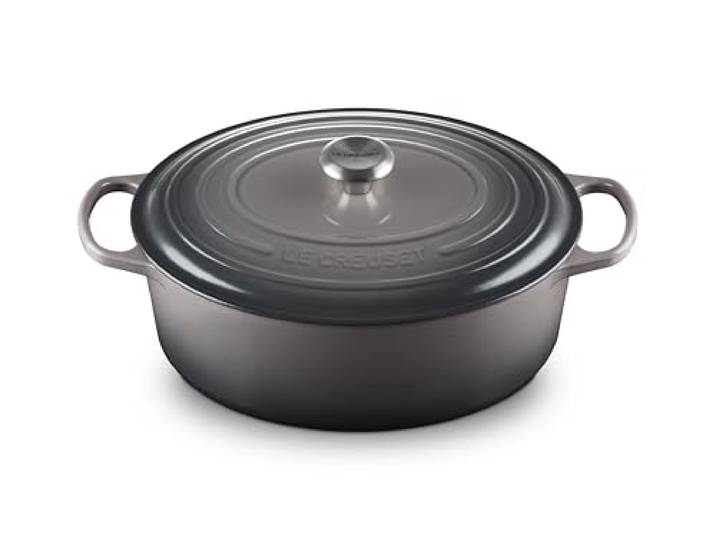 Le Creuset of America Schmortopf, emailliert, Gusseisen, oval 8 Quart grau