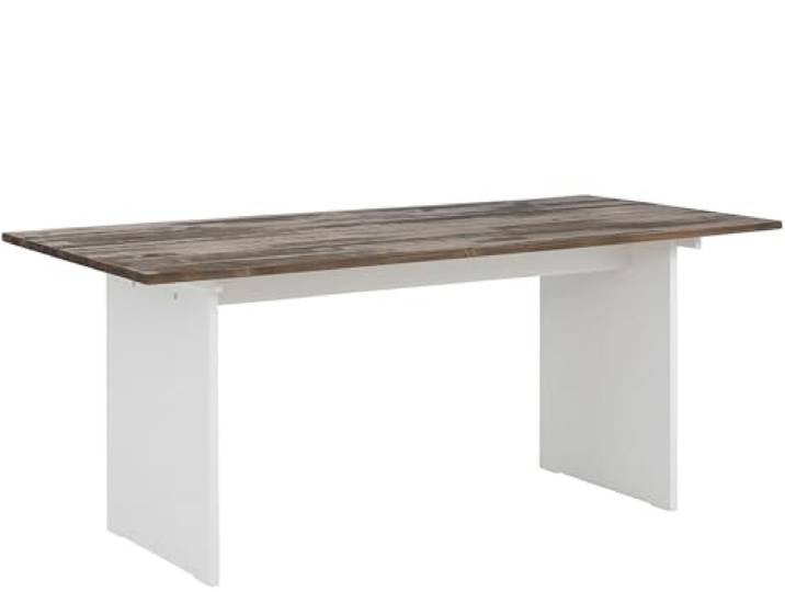 Küchentisch >Abbe< Küchentisch Abbe aus MDF/Kiefer in Weiß, 180x90 cm, mit stabilen Massivholz-Füßen, modern und robust, für Esszimmer und Küche, max. Belastbarkeit 50 kg, inkl. Aufbauanleitung.