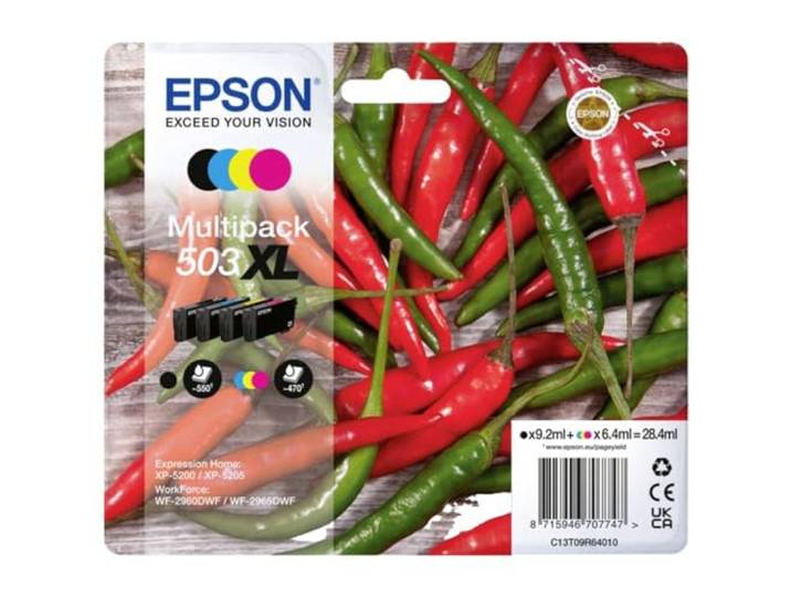 Epson 503XL Chillies\, Genuine Multipack\, 4-colours Ink Cartridges - C13T09R64010