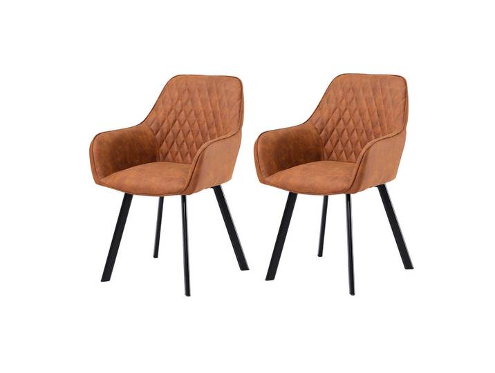 Mid.you Armlehnstuhl-Set, Braun, Raute, Flachrohr, 56.5x83x63 cm, Esszimmer, Stühle, Esszimmerstühle, Esszimmerstühle-Set