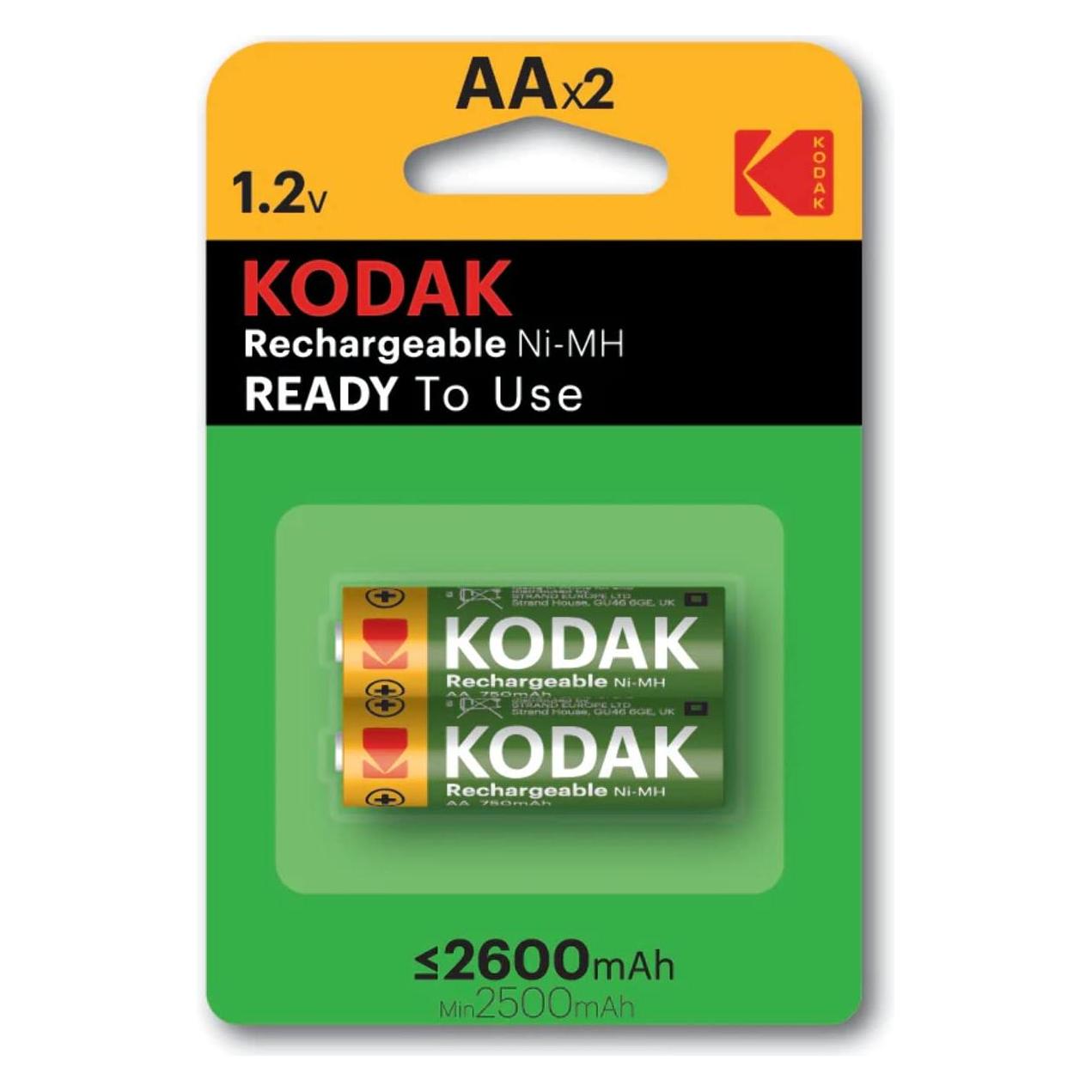 Kodak rechargeable Ni-MH AA battery 2600 mAh 2 pack - Batterie - Mignon (AA) (2 Stk., AA, 2600 mAh) (30955080)