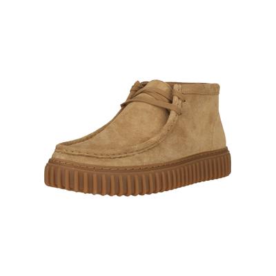 Stiefelette CLARKS "Torhill Hi Dark Sand Suede", Herren, Gr. 41, sand, Schuhe Stiefelette, mit weicher, atmungsaktiver Innensohle