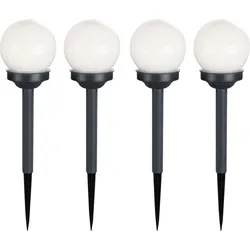 4er Set LED Solar Kugel Steck Leuchten Außen Beleuchtung Balkon Garten Deko Erdspieß Lampen weiß