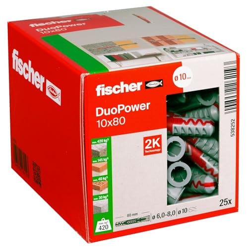 fischer DUOPOWER universele kunststof pluggen, 25 stuks, 10 x 80 mm