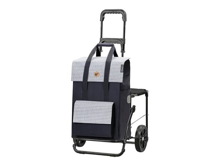 Andersen Einkaufstrolley - klappbar - 54 Liter - mit Klappsitz bis 120 kg belastbar 50 kg - Stahlgestell - Trolley - Komfort Shopper Milla blau