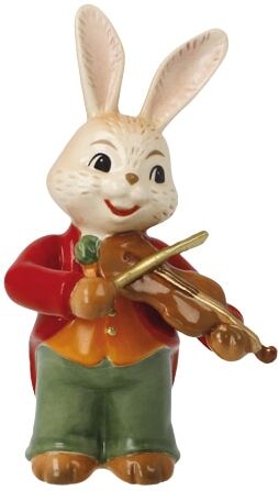 Osterhase GOEBEL "kleiner Violinist", bunt, B:4cm H:8cm T:4,5cm, Steingut, Dekofiguren, Osterhase bunt B/H/T: 4cm x 8cm x 4,5cm