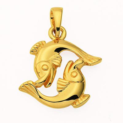 Sternzeichenanhänger ADELIA´S "Sternzeichen Anhänger Fische 585 Gold ( 14K )", gold, Schmuckanhänger, Damen, Fische, Gold, Goldanhänger Fische