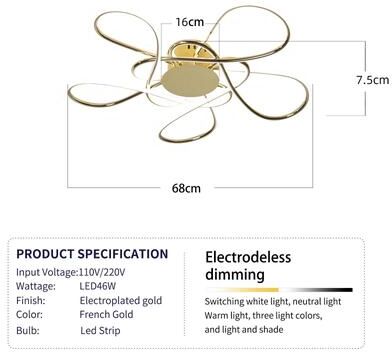 Inspire Select Modern LED Chandelier With Remote & App Control Chrome Gold Luxury Ceiling Light For Living Room & Bedroom gold Plated 26.77 In dimmable Rc With App