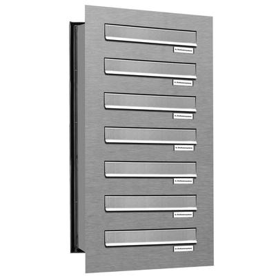 AL Briefkastensysteme 7 Fächer Premium Edelstahl Durchwurf Briefkasten Anlage für Post A4, robust, wetterfest, Artikelnummer: 132V7DV1