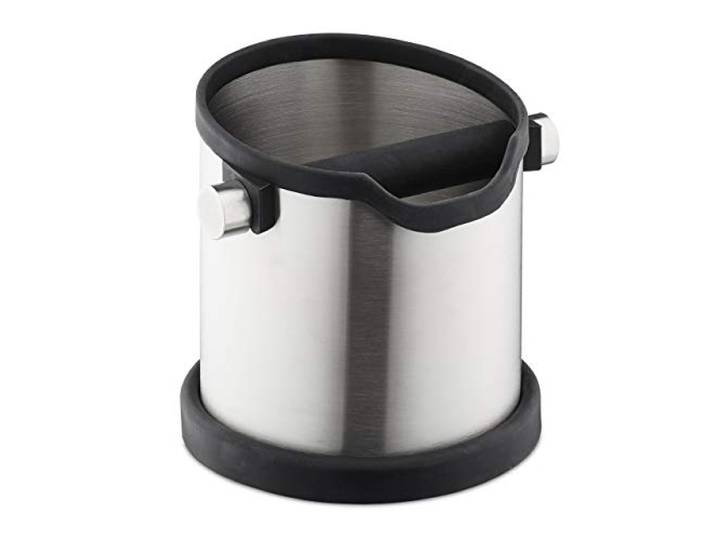Relaxdays Bac à Marc de café\, Barre en Caoutchouc\, pour Machine Porte-Tamis\, récupérateur\, Acier INOX\, argenté