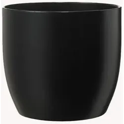 Blumentopf Übertopf  BASEL Pflanztopf matt schwarz rund Keramik H 11 Ø 12 cm