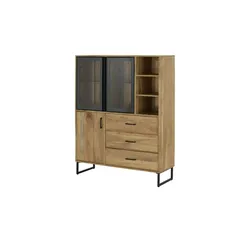 Highboard-Vitrine   ¦ holzfarben ¦ Maße (cm): B: 115 H: 145 T: 40.0