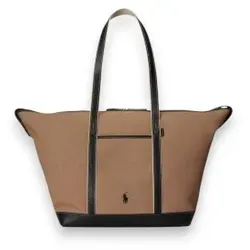 Polo Ralph Lauren für Damen. 428973072011 Große braune Canvas-Shopper-Tasche (OSFA), Lässig, Baumwolle