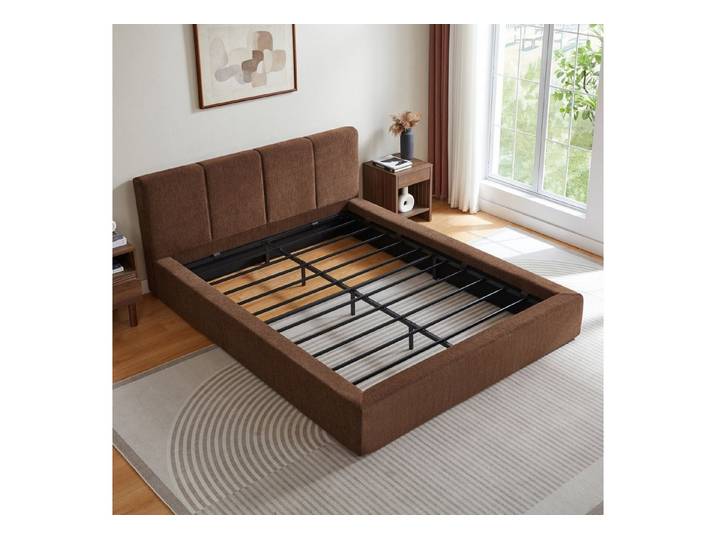 ANYSUN Bettgestell Bett Doppelbett Bettgestell mit gepolstertem Kopfteil, (Größen: 140x200 160x200,Chenille-Bezug,verstärktem Stahlrahmen,ohne Boxspring), einfache Montage, hohe Stabilität,Matratze nicht enthalten