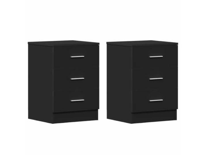 HEFZGDB Nachttische 2 STK. Schwarz 38x35x56 cm Holzwerkstoff mit 3 Schubladen - Robuste Nachttische für Schlafzimmer und Wohnzimmer als Couchtisch - Stauraum Möbelstück einfach