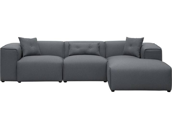 BELIANI Ecksofa Dunkelgrau Stoffbezug L-Förmig Linksseitig für 3 Personen Zeitgenössisch Modern Wohnzimmer