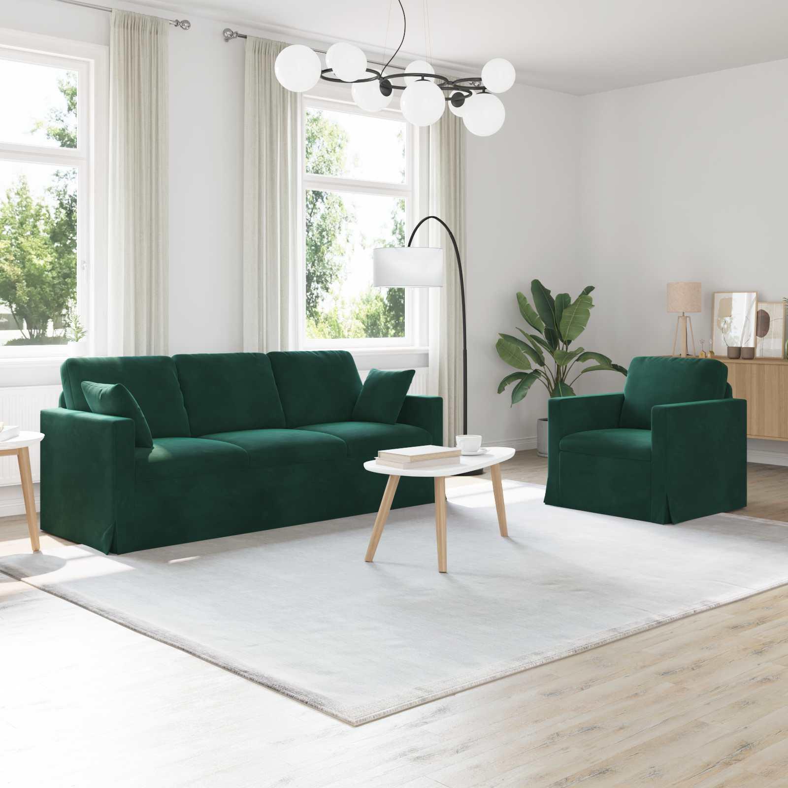 Maison Exclusive - Sofa Set 2 stk. Dunkelgrün Samt