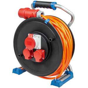 as-Schwabe Kabeltrommel 23668 Xperts CEE, für außen IP44, 1x CEE 400V / 16A & 2x Schuko, Kabeltyp H07BQ-F 2,5 mm², 25 m