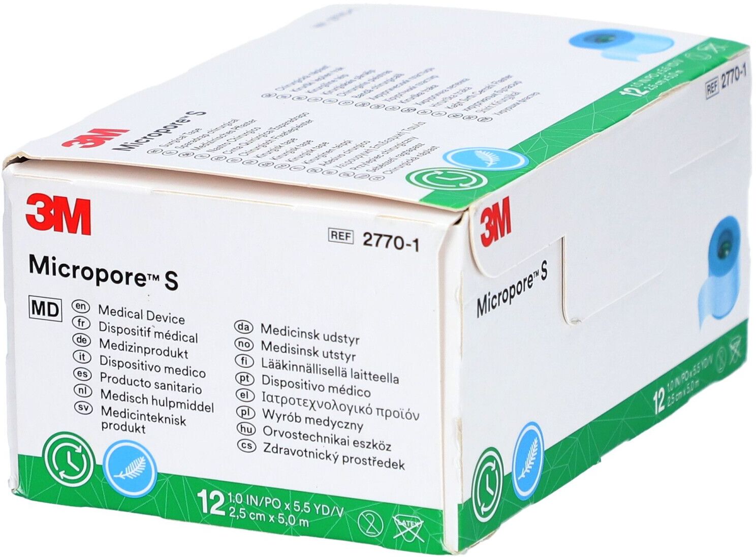 3M Micropore S Silikonrollenpflaster 2,5 cmx5 m 12 St Pflaster