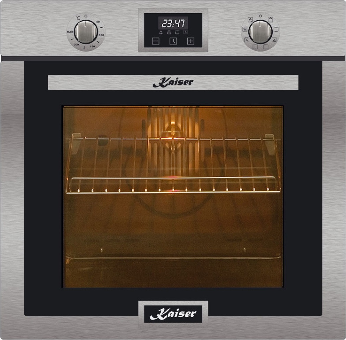 Kaiser EH 6323 Edelstahl Einbau Backofen 79L Elektro Backofen Drehspieß,10 Funktionen