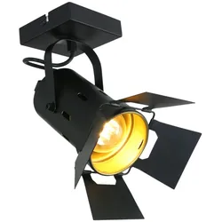 Mexlite Deckenstrahler CARRÉ, 1-flammig, E27, Studio-Optik, mit Licht-Toren, dreh- und neigbar, schwarz matt / innen gold matt STE-7996ZW