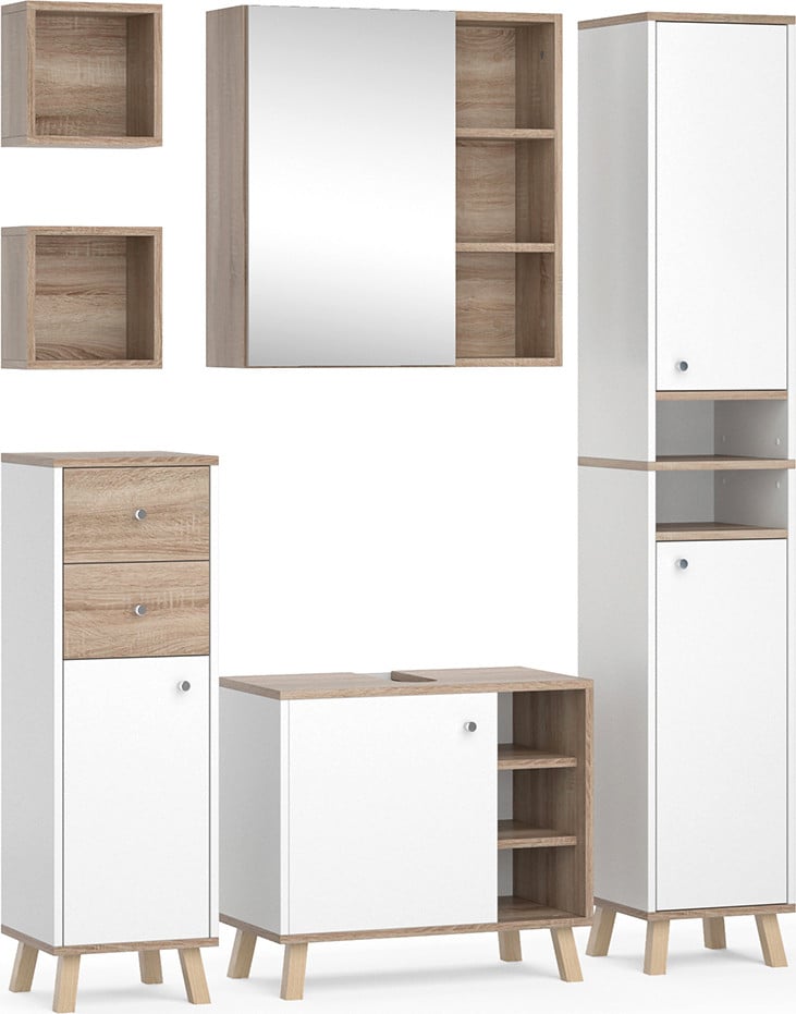 Vicco Senyo Badkamermeubel set Wit, 6-delig