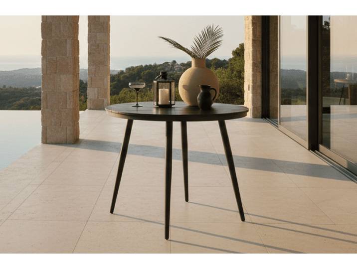 Gartentisch Aviani - rund, einladend und stilvoll - Schwarz - ø90 - Luxusbetten24