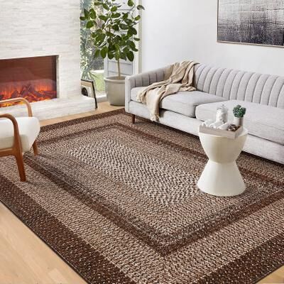 Garvee Gradient Braided Printed Machine Washable Rug