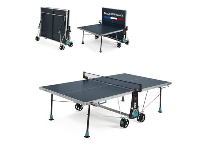 Cornilleau 300x - Outdoor & Indoor Tischtennisplatte - Klappbar - Einfach zu bedienen - 5 mm Melaminharzplatte -Tischtennistisch für draußen - Turniermaße - Blau