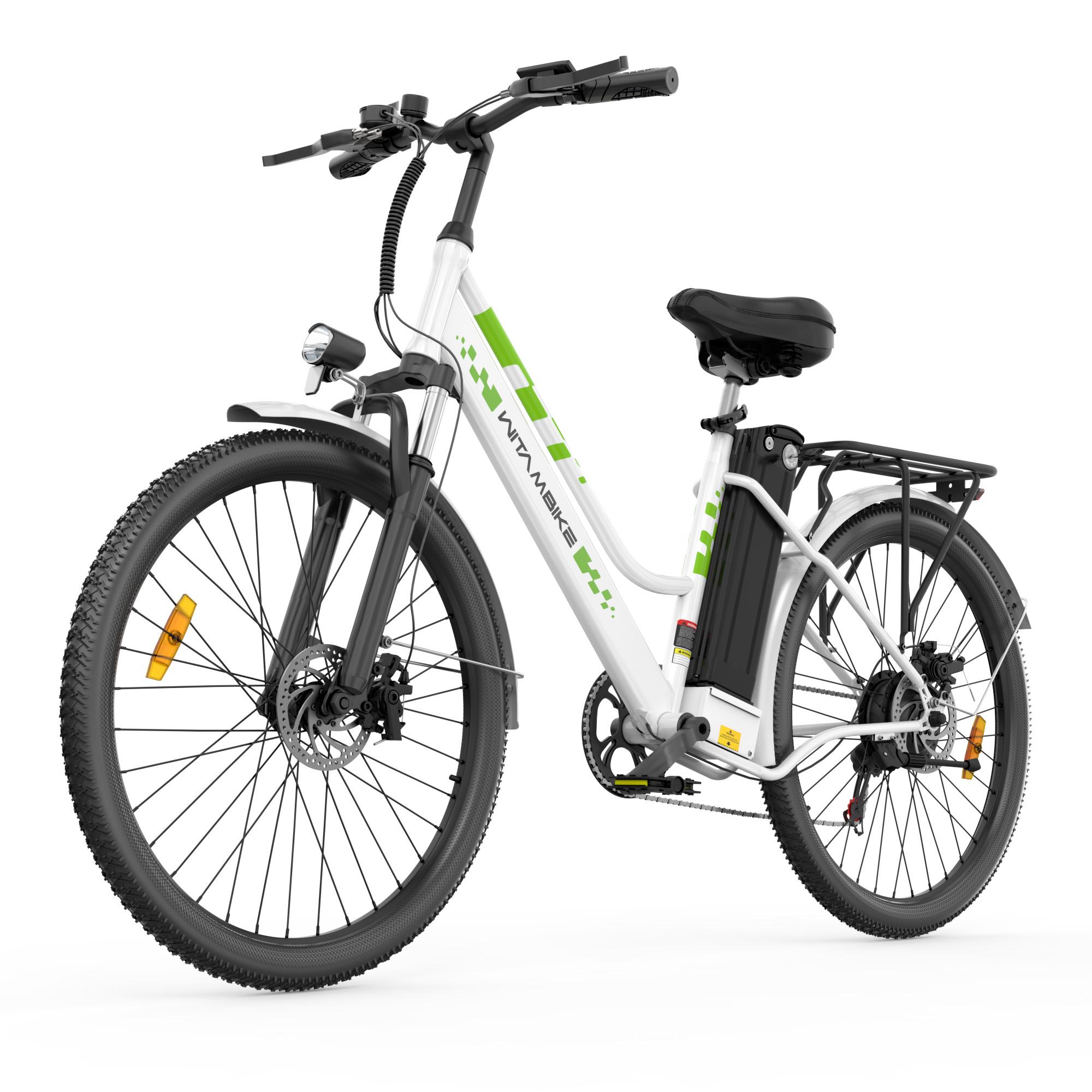 C26 Stadt-E-Bike für den Stadtverkehr, 250 W, 36 V 15 Ah, 26-Zoll-Reifen, mechanische Scheibenbremsen, maximale Belastung 120 kg, Farbe Weiß