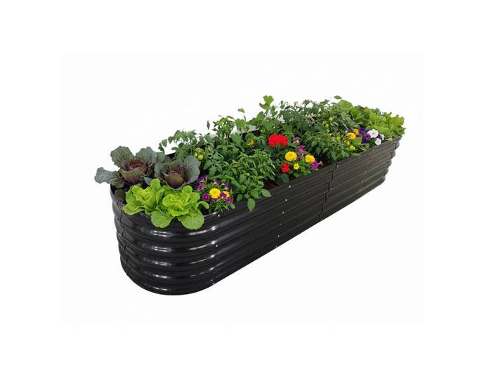 Relaxdays Hochbeet Anthrazit Metall halbrund 45x240x60 cm, 240x45x60 cm, Gartenzubehör, Hochbeet