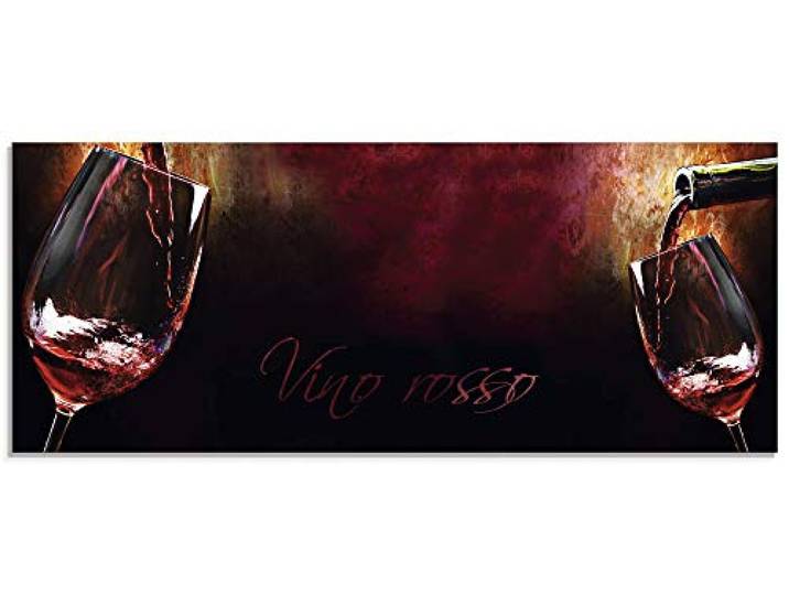 ARTland Wanddeko Glasbilder Wandbild Glas Bild einteilig 125x50 cm Querformat Rotwein Lounge Bar Restaurant Italien Wein Kunst Malerei T5PV