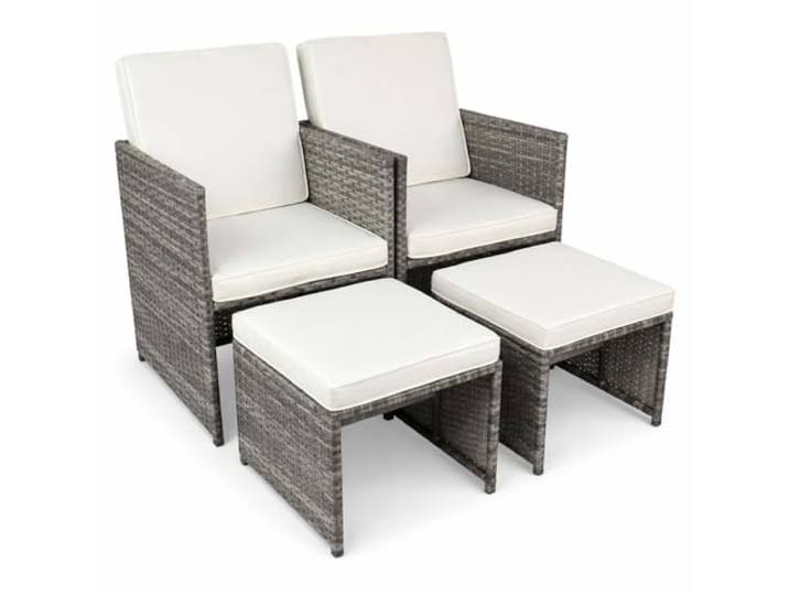 VCM Gartenstuhl Grau 53x53x84 cm 4er Set Terrassenstuhl Outdoor-Stuhl Bequemes Sitzen bei jedem Wetter - auf Balkon, Terrasse oder im Garten - für Gartenliebhaber - Metall, Polyethylen, Polyester