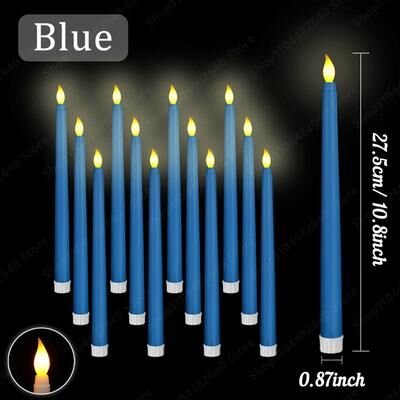 Uplifted Finds 12 To 108 Pcs Wedding Taper Candles LED Flameless Electric Flickering Dinner Light Set For Halloween Decor blue 72pcs