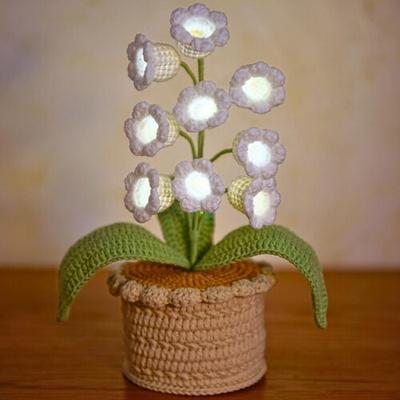 Gehäkelte Lilien-Topflampe, Maiglöckchen-Lichterkette, handgefertigtes Blumengeschenk, DIY-Geschenkkarte, Wohndekoration, Geburtstags- oder Muttertagsgeschenk