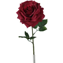 Christmas Decorations Künstliche Rose mit Stiel 15x53cm - Kunstblumen Seidenblumen Dekoblumen Blumendeko Stielblumen Blumen Deko Hochzeit Valentinstag Kunstrose Bordeaux