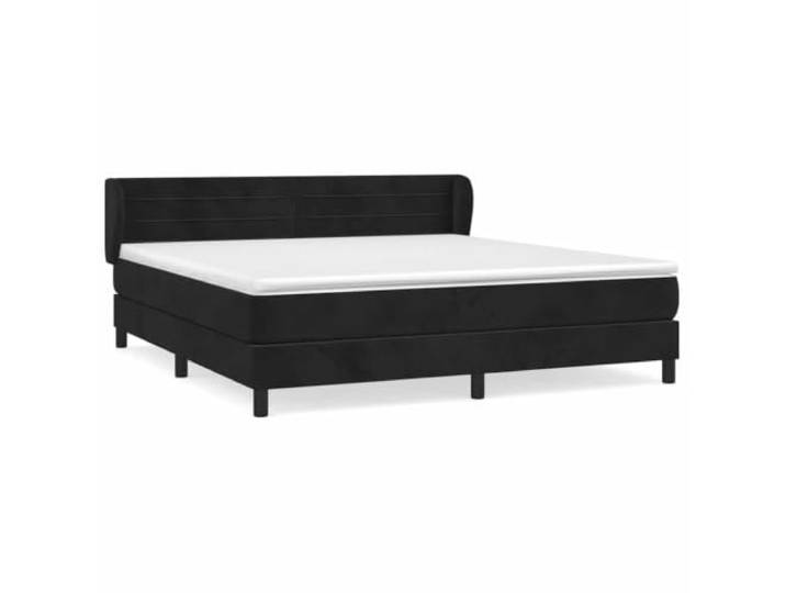 PUGYNBK Boxspringbett aus schwarzem Samt, 180 x 200 cm Verstellbares Kopfteil, Taschenfederkernmatratze, mittlere Härte, Matratzenschoner