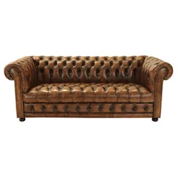 Dreisitzer-Sofa Chesterfield Manchester aus echtem Rindsleder Whisky