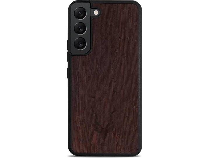 Kudu Samsung Galaxy S22 Plus - Houten backcover - Handgemaakt - Walnoot - Zwart